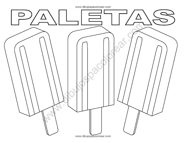 Paletas de hielo, picolé, popsicle dibujos para colorear