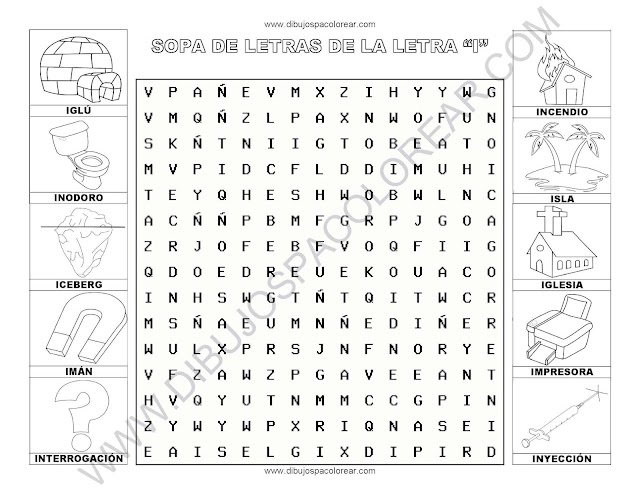 Sopa de letras de la letra I