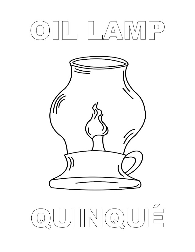 Dibujos Inglés - Español con Q: Quinqué - Oil Lamp