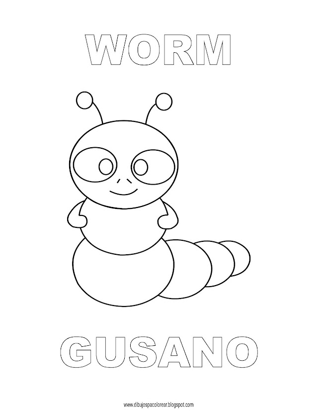 Dibujos Inglés - Español con G: Gusano - Worm
