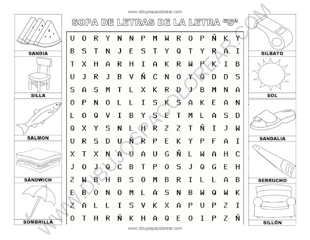 Sopa de letras de la letra S