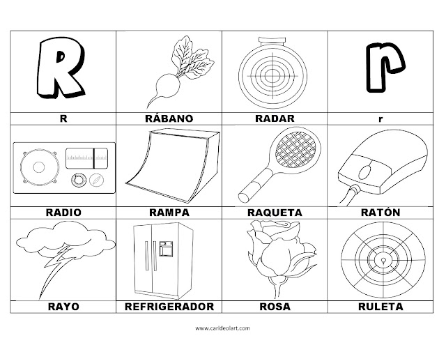 Dibujos para colorear: Palabras con R