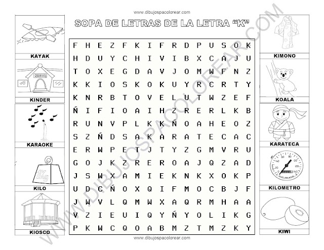 Sopa de letras de la letra K
