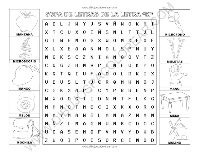 Sopa de letras de la letra N