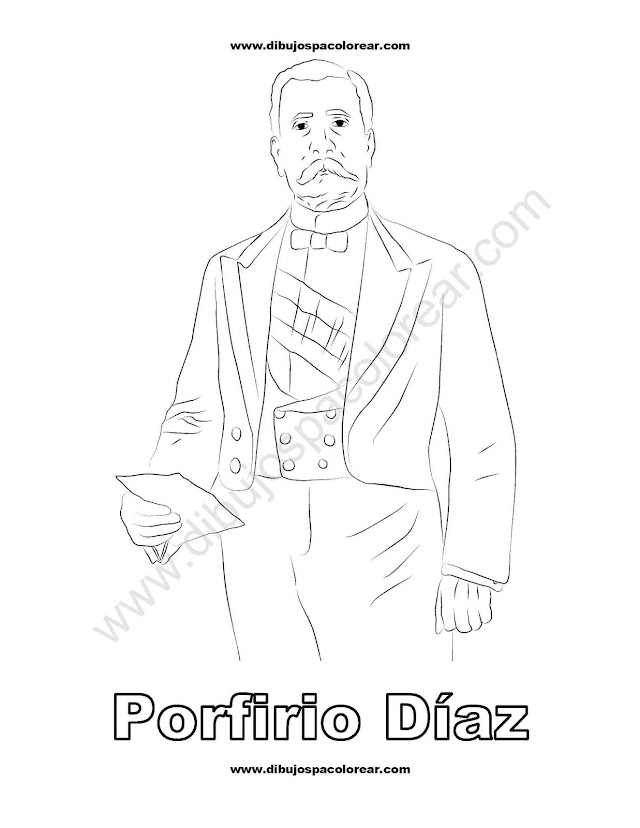 Porfirio Diaz dibujo para colorear