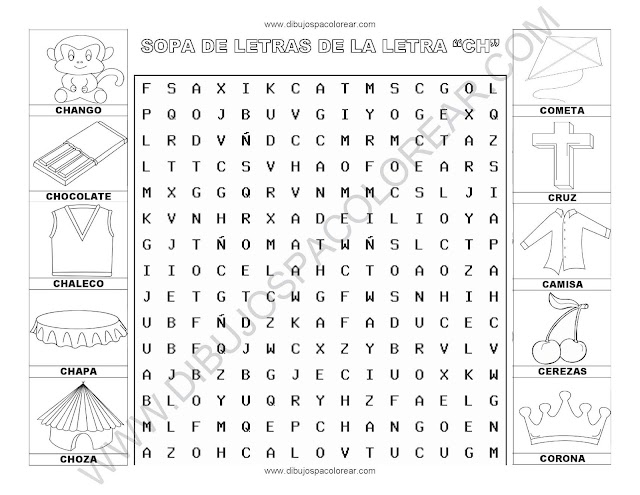 Sopa de letras de la letra CH