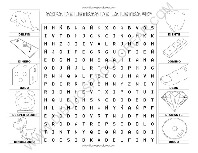 Sopa de letras de la letra D