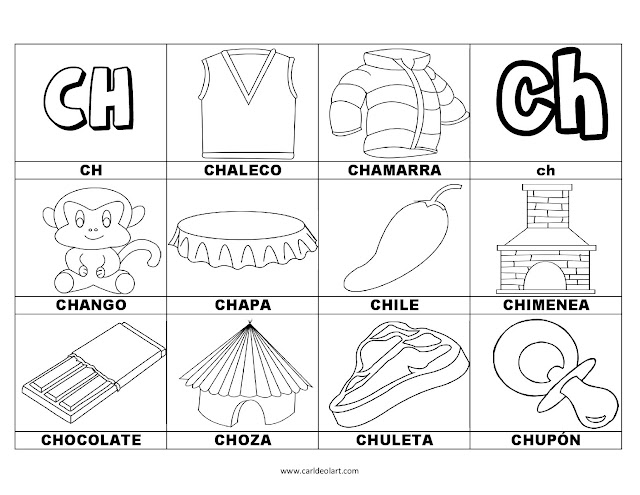 Dibujos para colorear: Palabras con CH