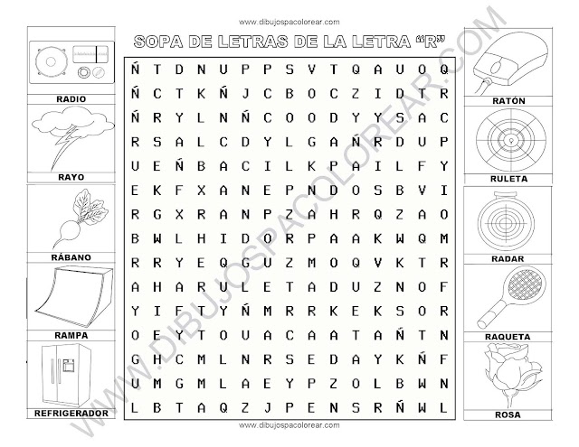 Sopa de letras de la letra R