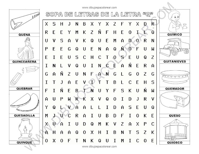 Sopa de letras de la letra Q