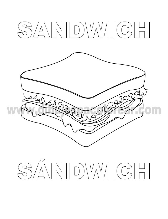  Dibujos Inglés - Español con S: Sándwich - Sandwich