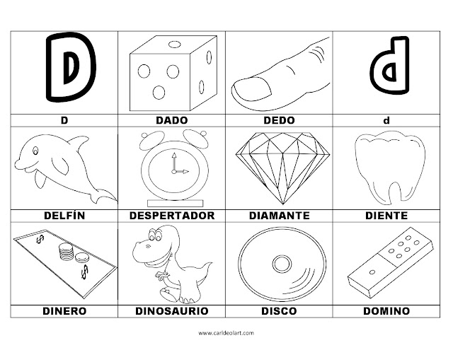 Dibujos para colorear: Palabras con D