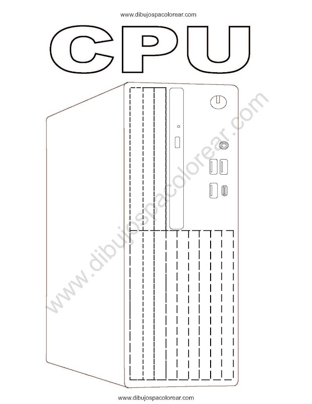 dibujo de un CPU para colorear, Unidad Central de Procesos