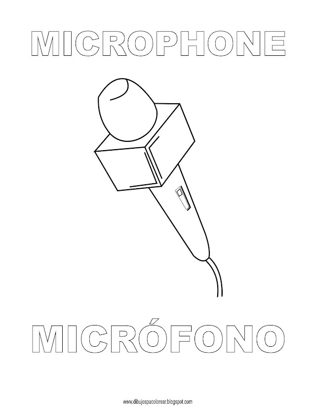 Dibujos Inglés - Español con M: Microfono - Microphone