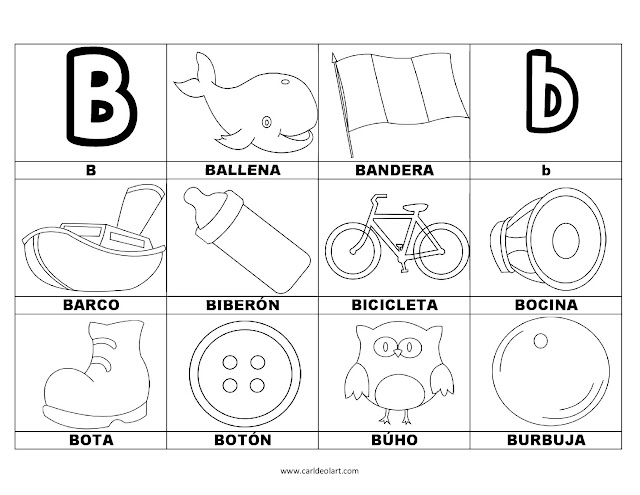 Dibujos para colorear: Palabras con B