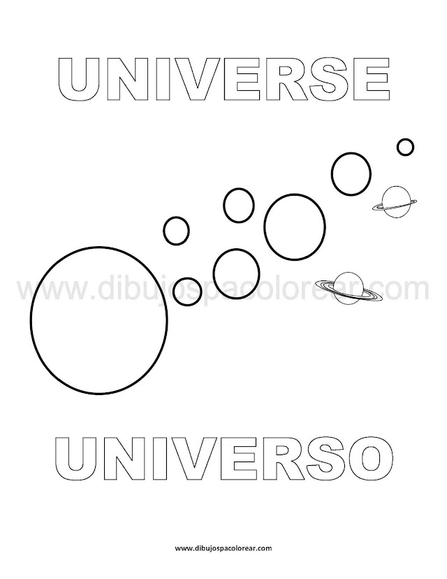 Dibujos Inglés - Español con U: Universo - Universe
