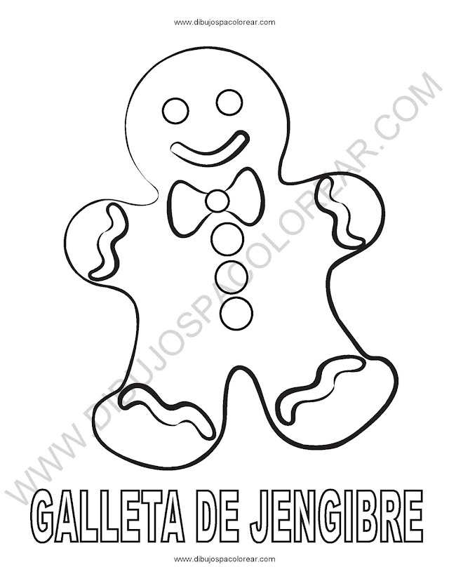 Galleta de jengibre o galleta navideña dibujo para colorear