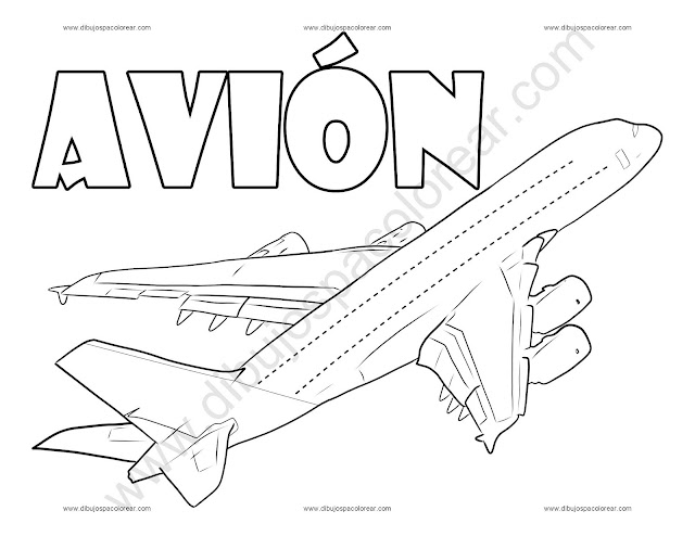 Avión Dibujo para colorear