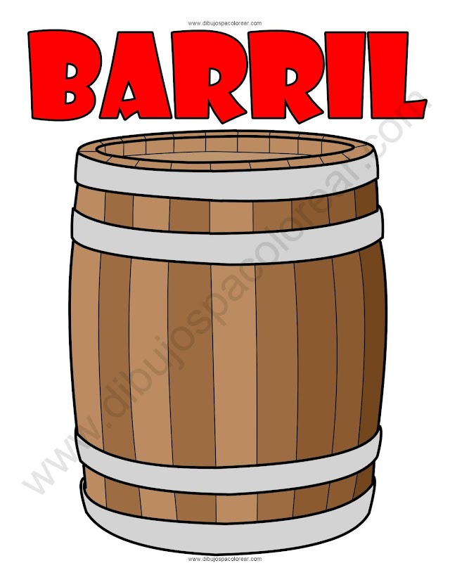 Barril dibujo a color y para colorear