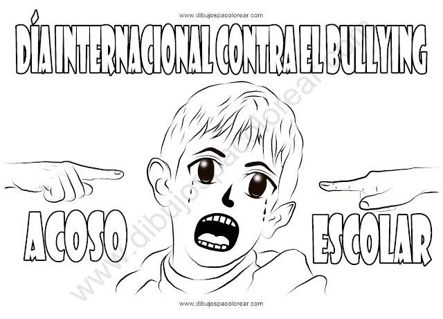 día internacional contra el bullying y acoso escolar dibujo para colorear