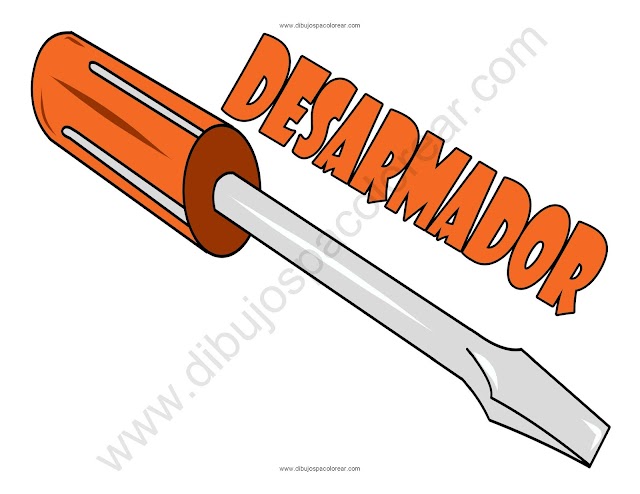 Desarmador dibujo a color y para colorear