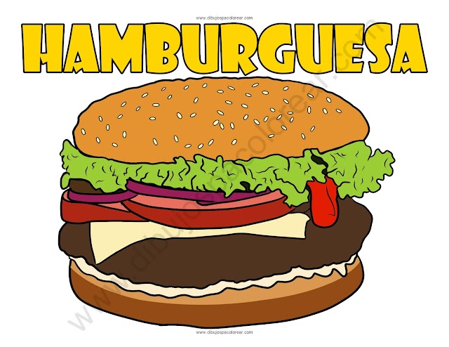 Hamburguesa dibujo a color y para colorear