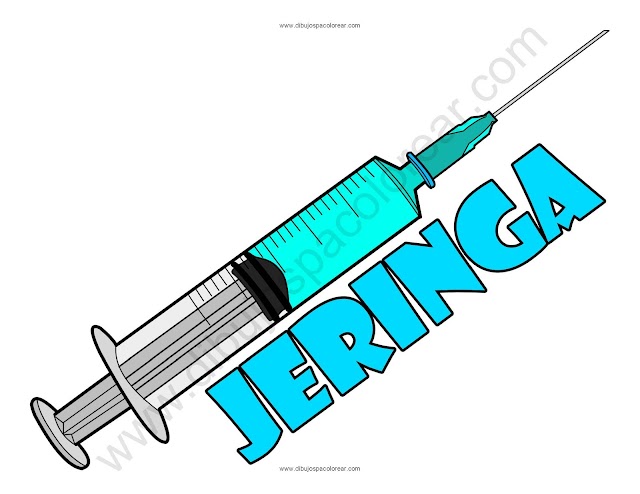 Jeringa dibujo a color y para colorear