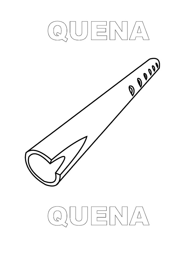 Dibujos Inglés - Español con Q: Quena - Quena