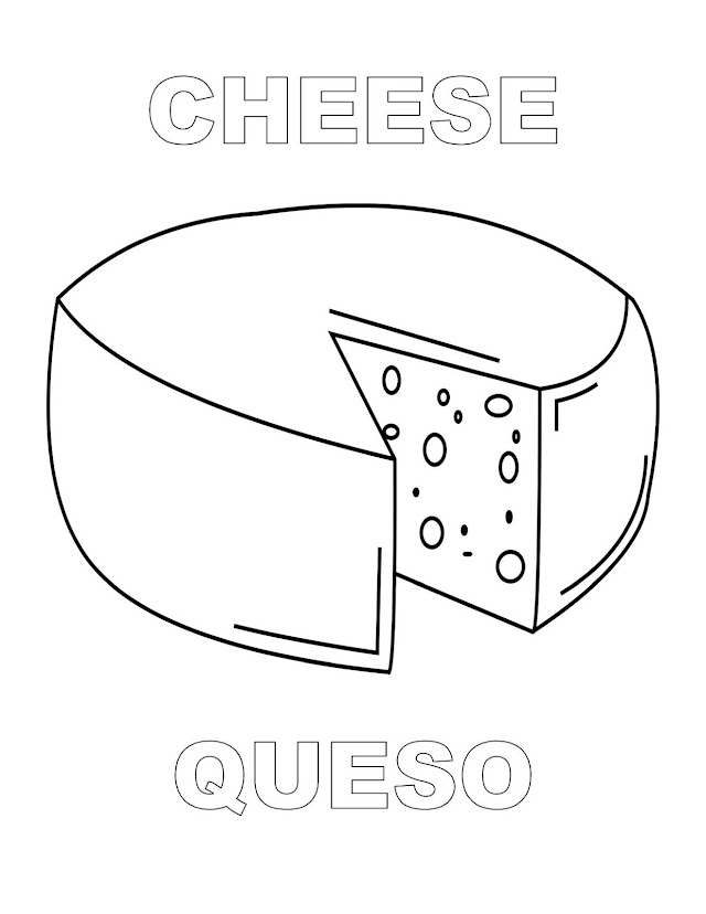 Dibujos Inglés - Español con Q: Queso - Cheese