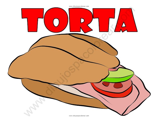 Torta dibujo a color y para colorear