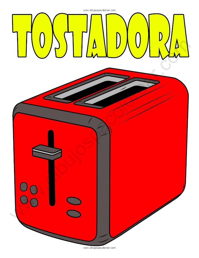 Tostadora dibujo a color y para colorear