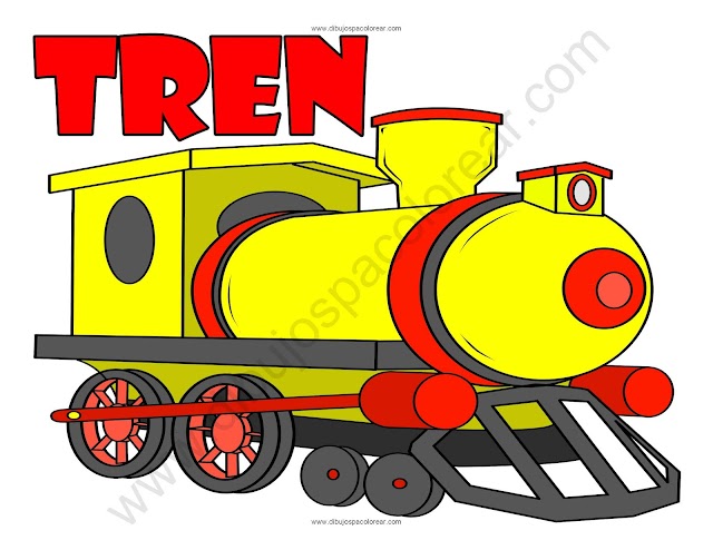 Tren dibujo a color y para colorear
