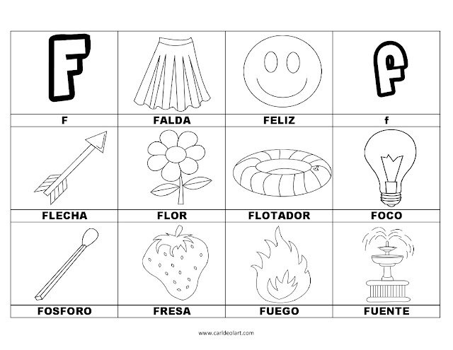 Dibujos para colorear: Palabras con F