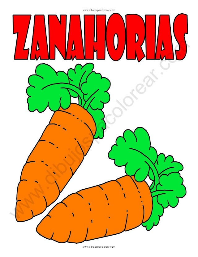 Zanahorias dibujo a color y para colorear