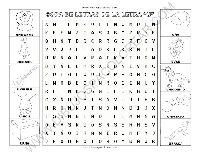 Sopa de letras de la letra U