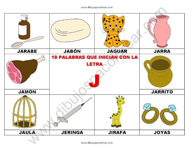 10 palabras u objetos que inician con la letra J