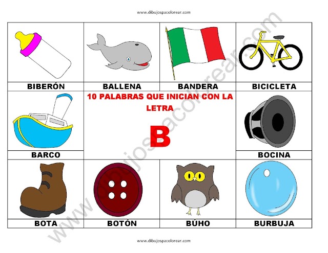 10 palabras u objetos que inician con la letra B